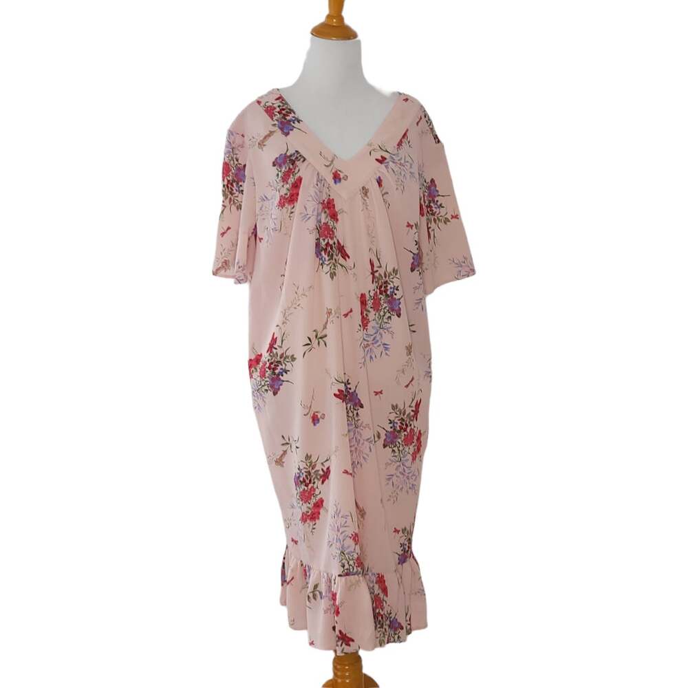 Vintage Haband Womens Fairy House Dress Butterfly Floral Pink Lightweight Small